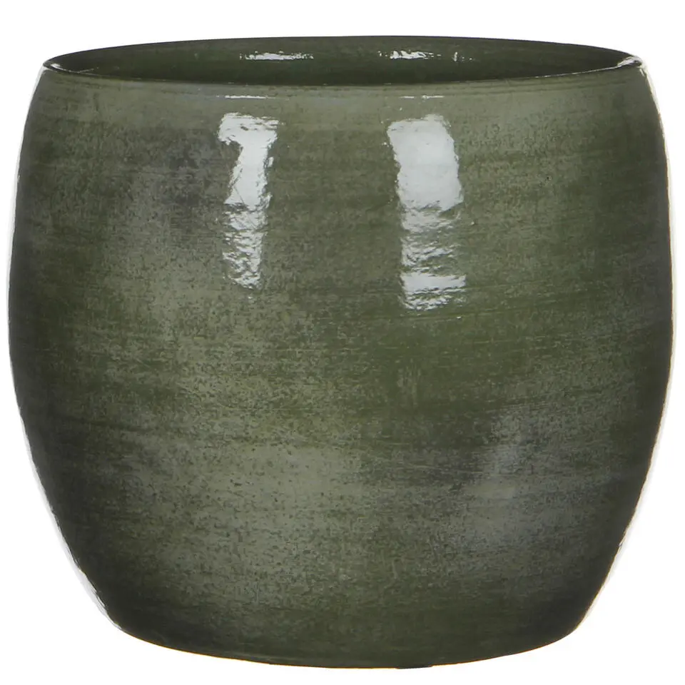 Mica Decorations Bloempot - glanzend groen - keramiek - 20 x 18 cm