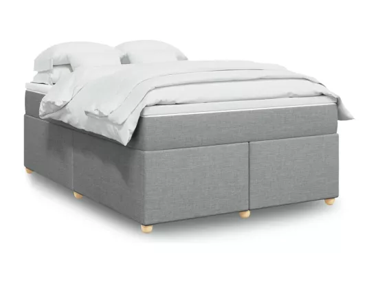 Sommier à lattes de lit avec matelas Gris clair 160x200cm Tissu