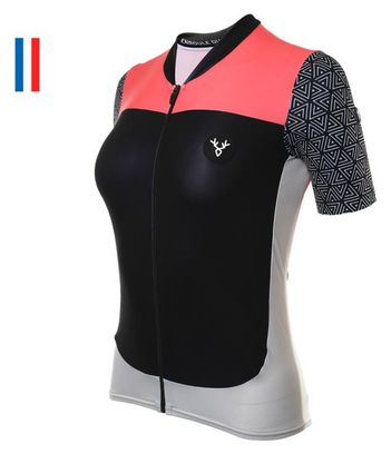 Maillot Manches Courtes Femme Lebram Aspin Noir / Rose Coupe Ajustée