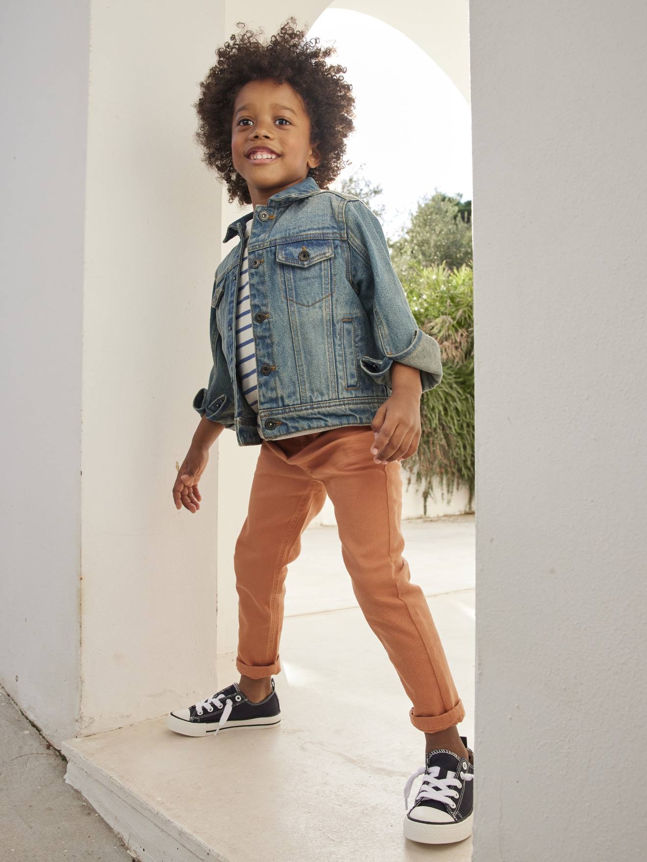 Jaqueta jeans personalizável, com novo volume, para meninos, lavagem azul escura