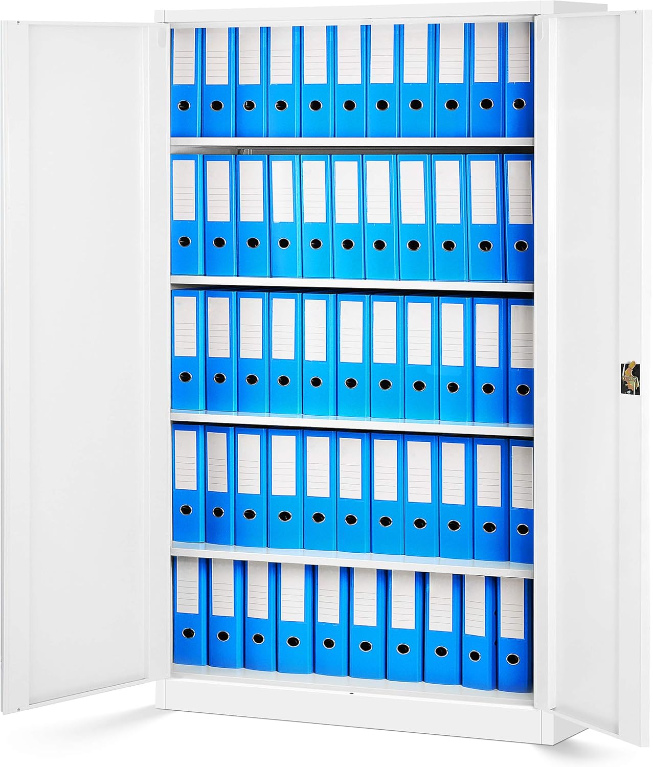 Jan Nowak 2er Set Aktenschrank XXL C001II Büroschrank Metallschrank Flügeltüren Stahlblech Pulverbeschichtung 185 cm x 115 cm x 40 cm (weiß/weiß)