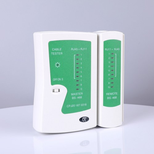Universal Netzwerk Kabel Tester Prüfer mit LED Anzeige für CAT 5 / 6 / 7 und RJ11 / RJ45 / 10/100 Base-T / Telefonkabel Anschluss - Weiss