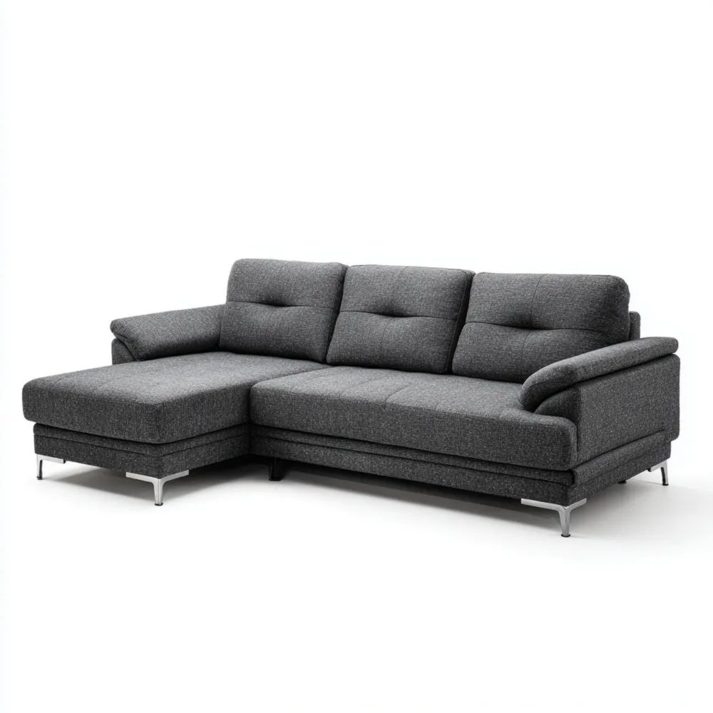 Ecksofa Stoff 250x150x85 cm - Dunkelgrau - Modernes Design