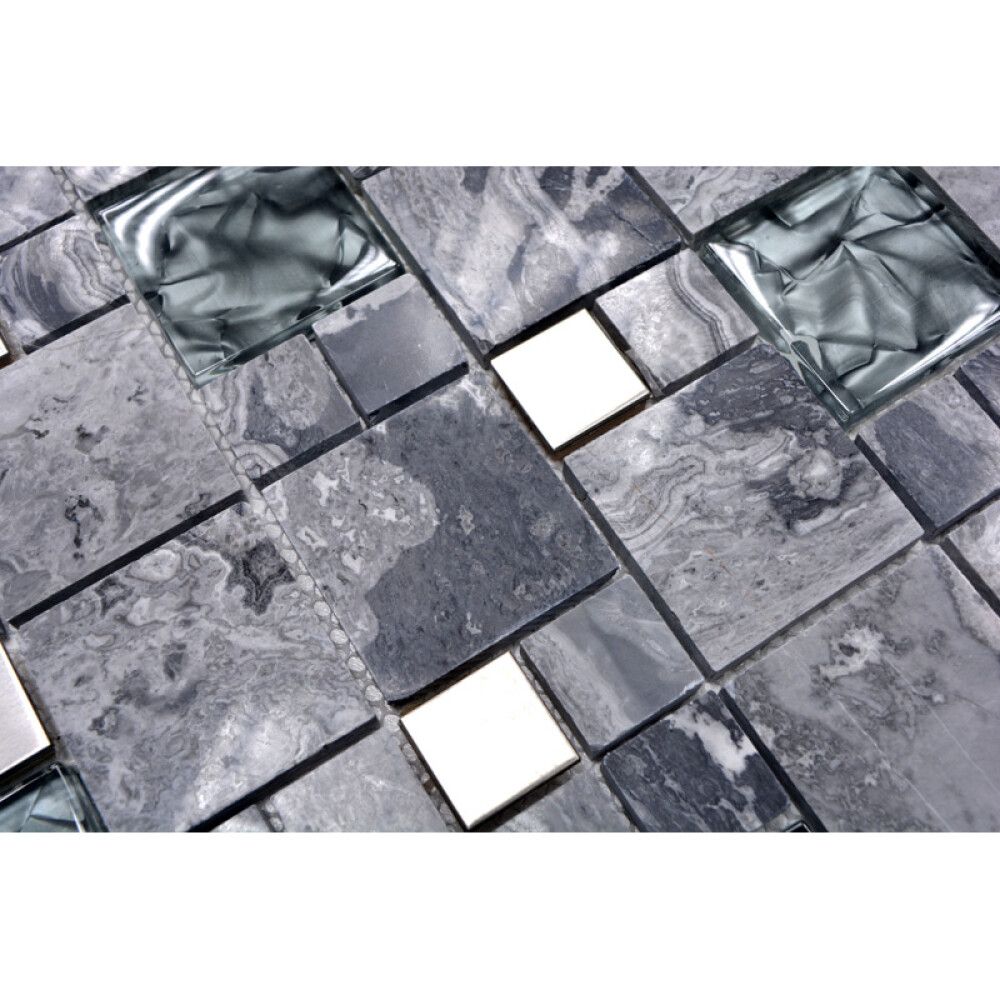 MOSAIKK COMBINATION CRYSTAL/STONE/STEEL MIX GREY XCM MC609
