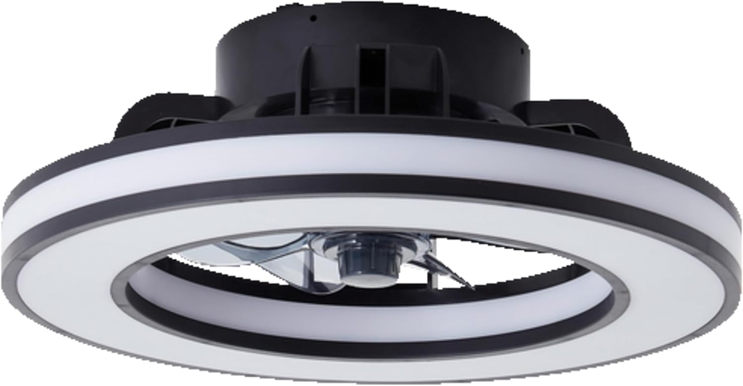 Lightbox LED Deckenlampe mit leisem Ventilator & RGB-Front Light | Ø 42 | schwarze Deckenleuchte | Gaming Lampe dimmbar | per Fernbedienung | 26 W | 2700-6500 K | 3100 lm | aus Kunststoff
