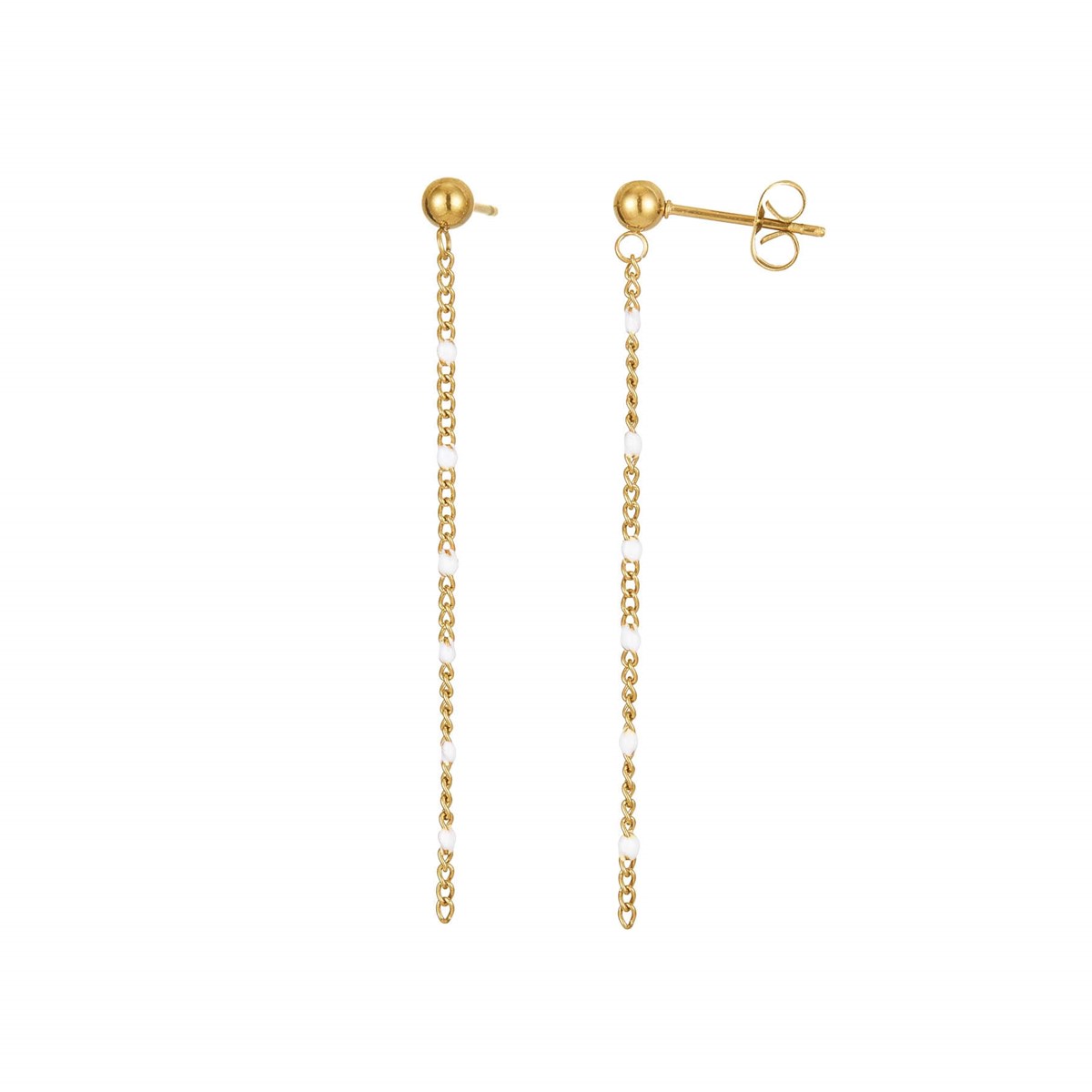 Boucles chaines perles blanche