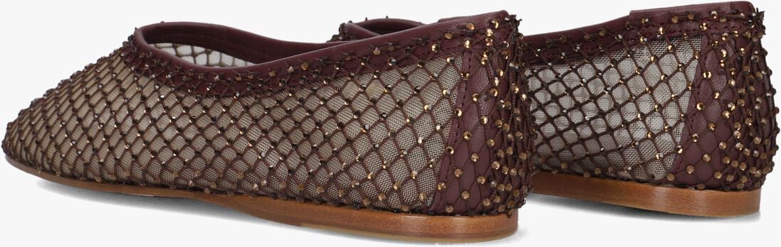 bruine forte forte ballerina's strass mesh ballerina