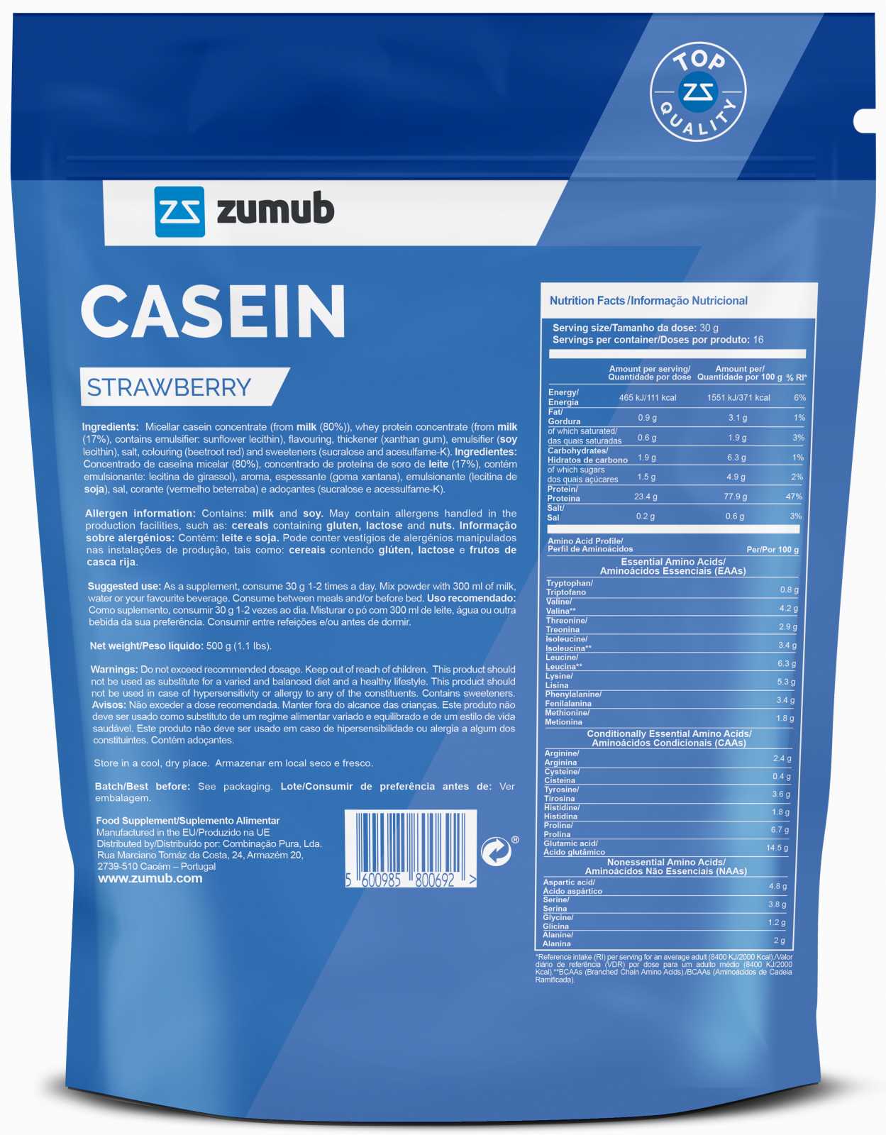 Zumub Zumub Caseína sem sabor 500g - Oportunidade