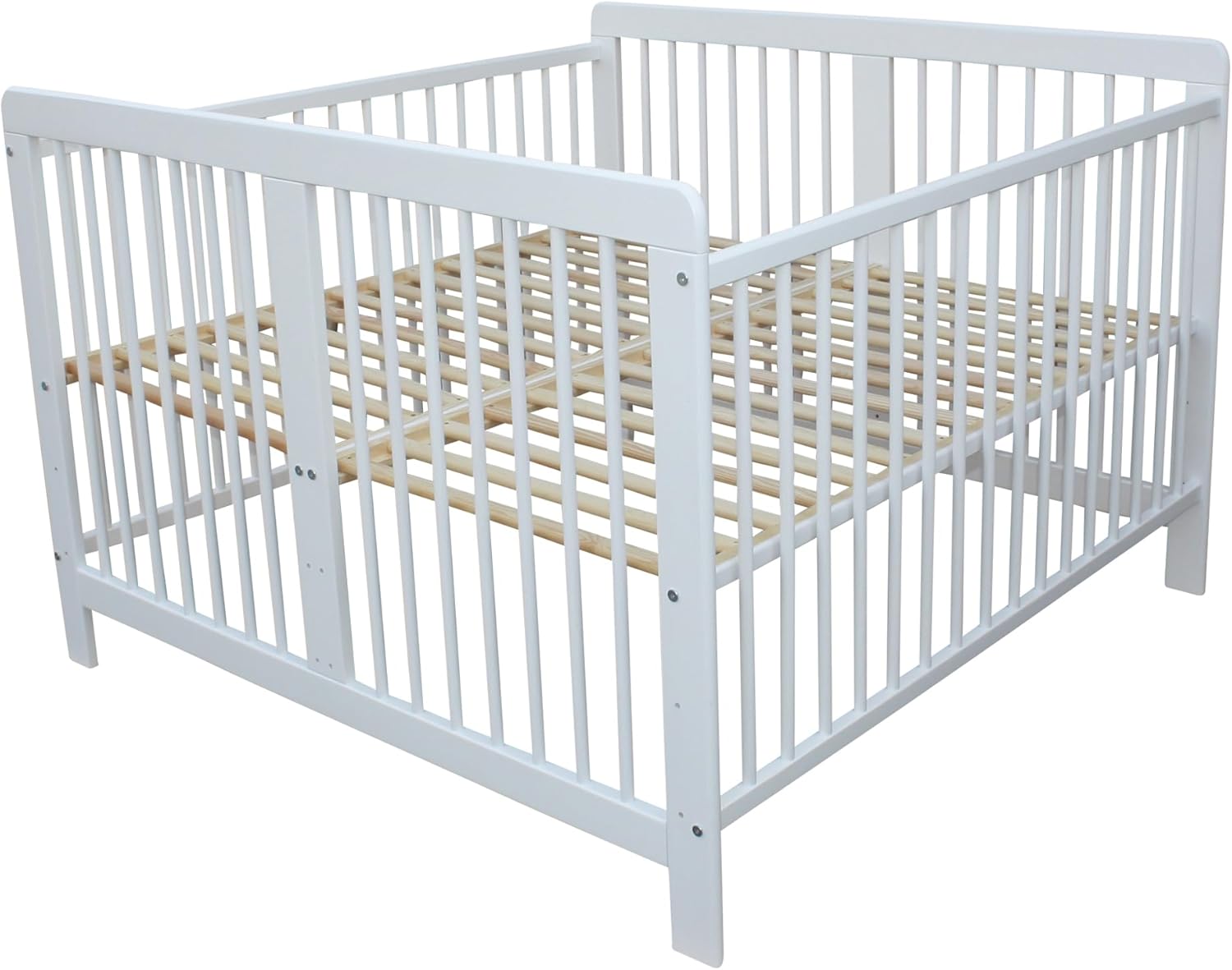 Zwillingsbett Zwillingskinderbett Kinderbett für Zwillinge Doppelbett massiv Weiss mit 2 Matratzen 120x120cm