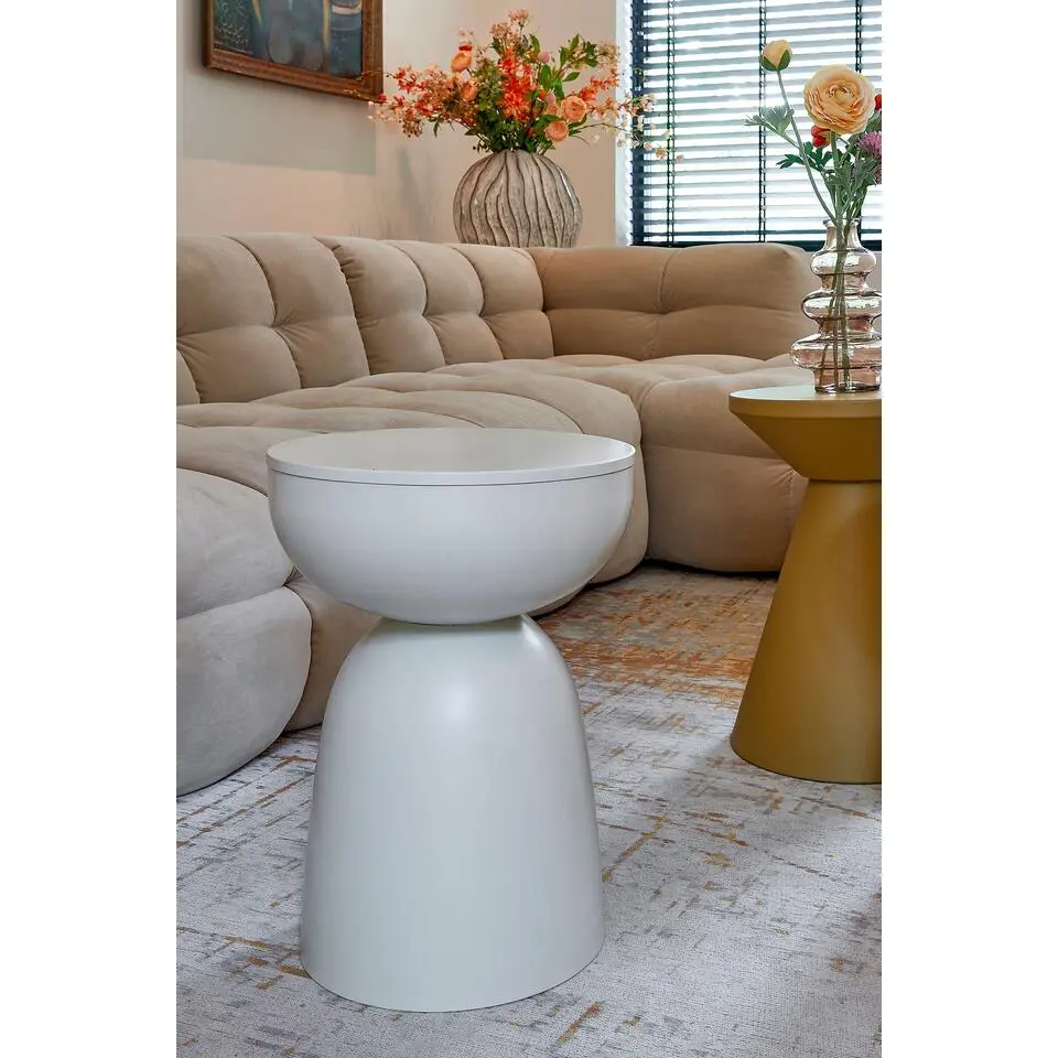 Mica Decorations Elliot Bijzettafel - H45 x Ø32 cm - IJzer - Off-white