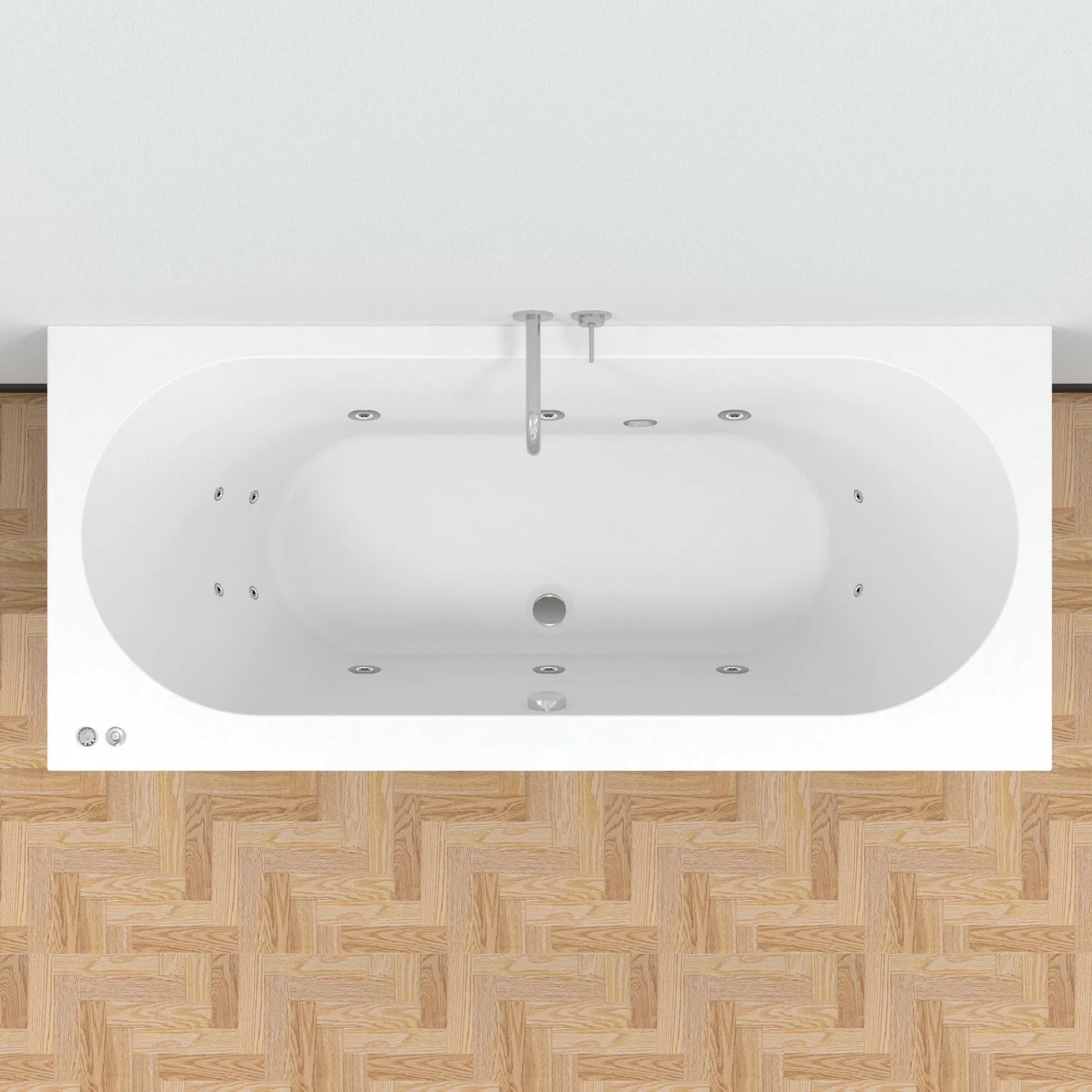 Riho Carolina bubbelbad 180x80cm wit glans pneumatisch met 6   4   2 hydrojets