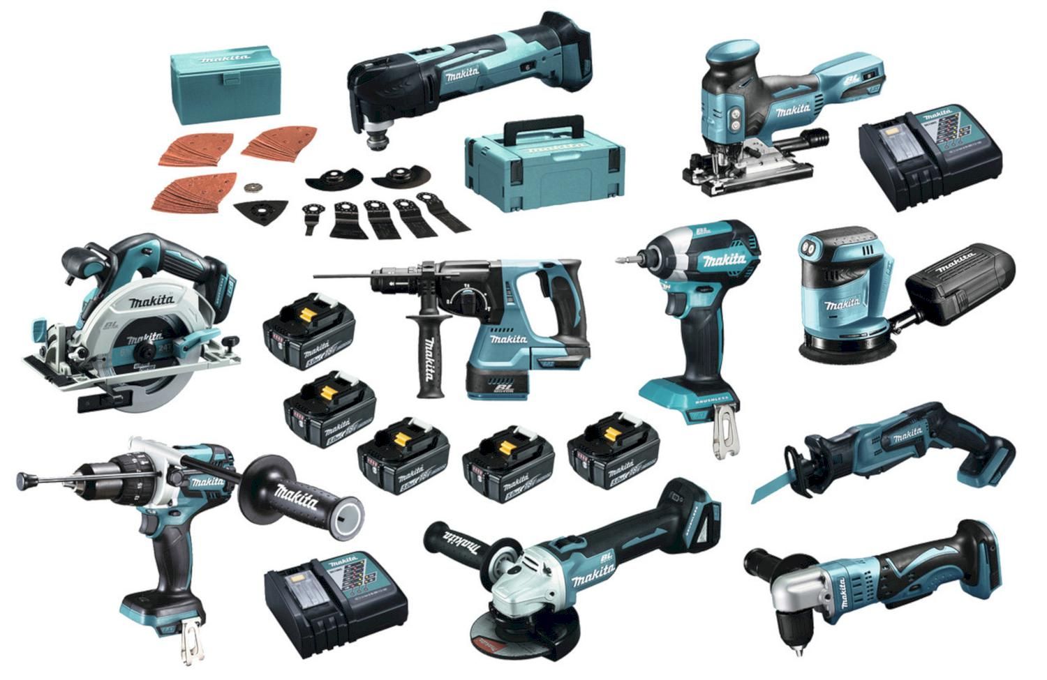 Makita DLX1009TJ1 Accu Combiset 10-delig 18V 5.0Ah in Mbox