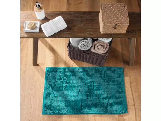 Tapis de bain en microfibre - Bleu - 45 x 75 cm