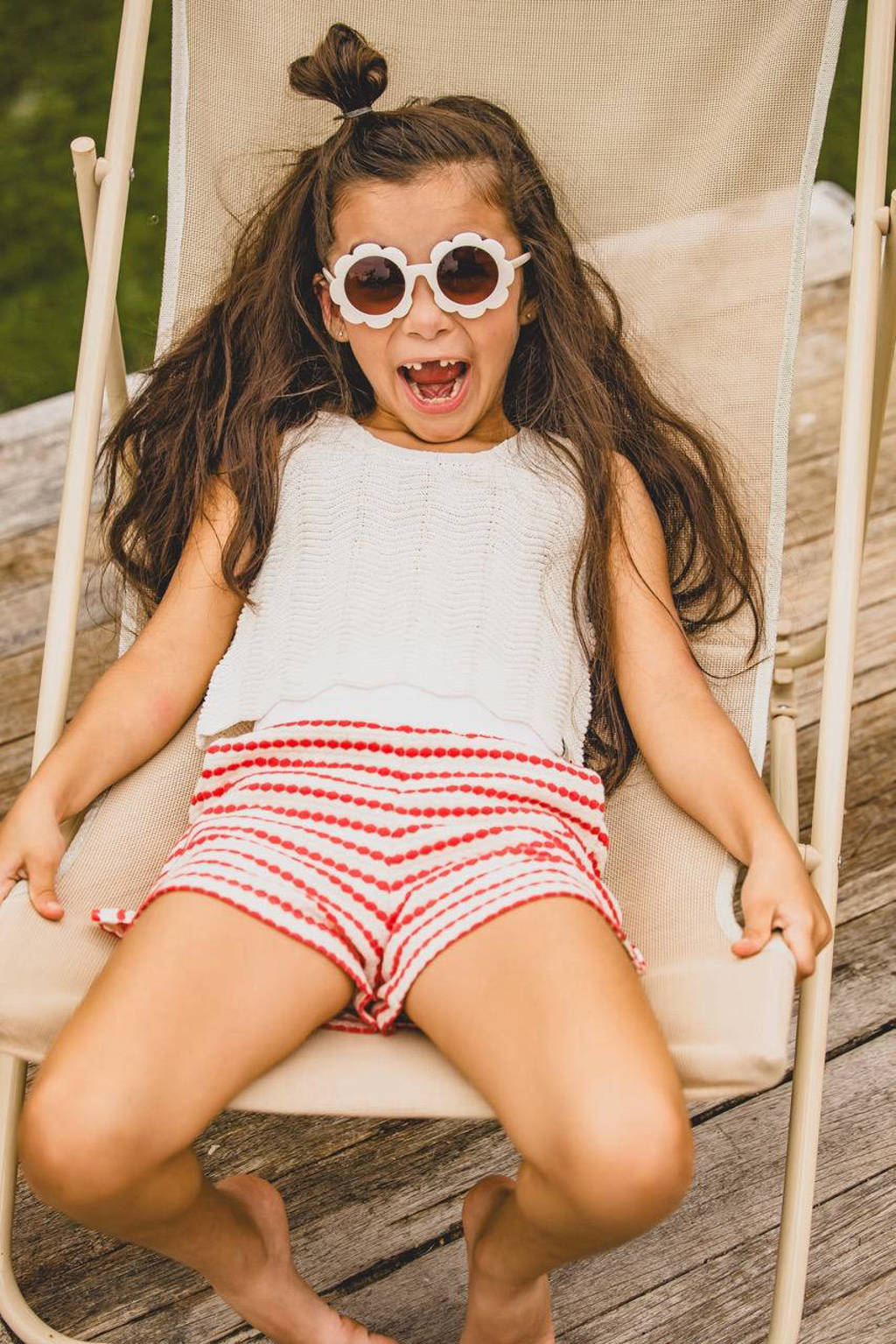 LOOXS gestreepte short wit/rood