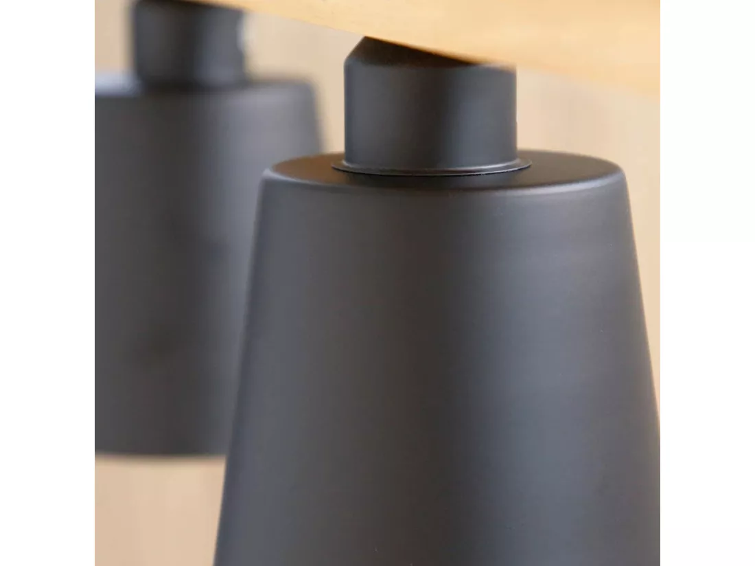 NETTLIFE Suspension bois noir E27 MAX.25W Diam.150cm 70x14x23CM table à manger 3 flammes vintage pour salle à manger bureau chambre cuisine bohème