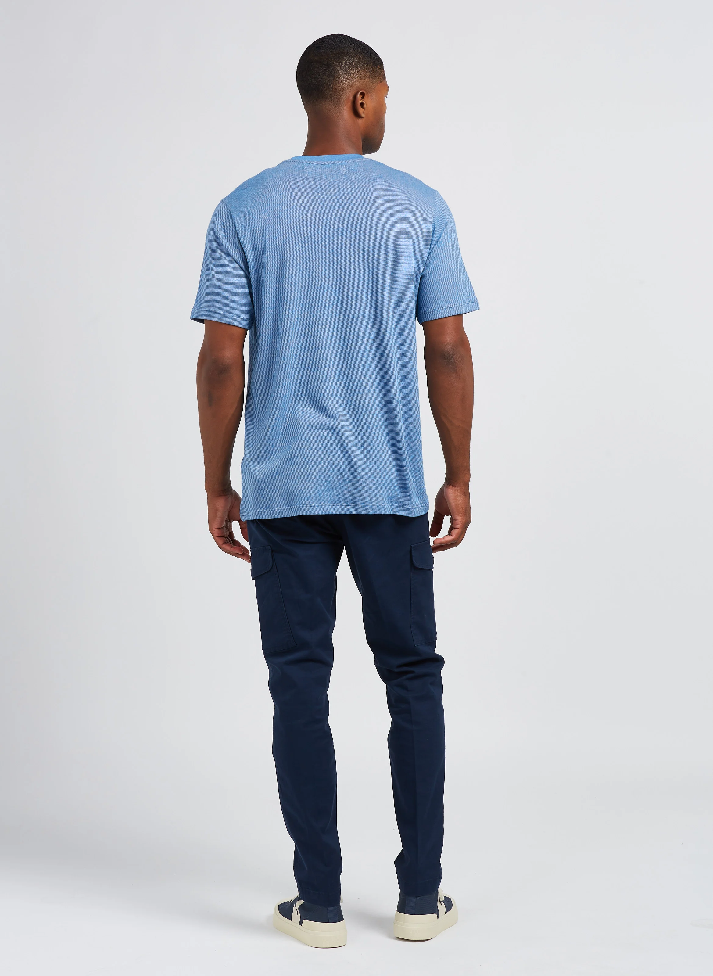 Pantalon slim en coton mélangé | Bleu