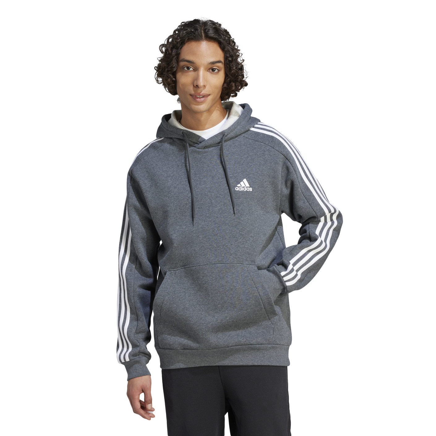 Adidas Essentials Fleece Hoodie Donkergrijs Wit