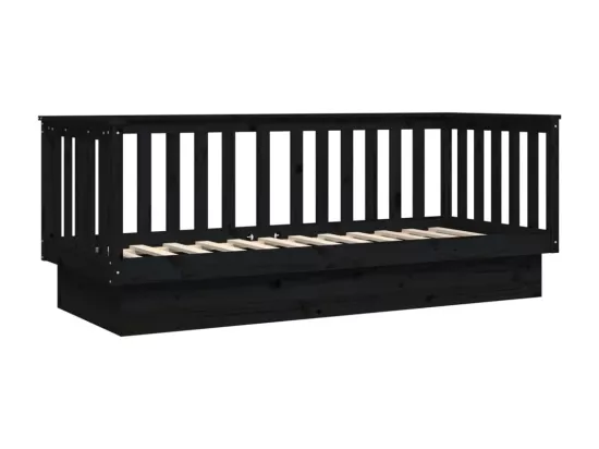 Lit de jour sans matelas noir 75x190 cm bois de pin massif