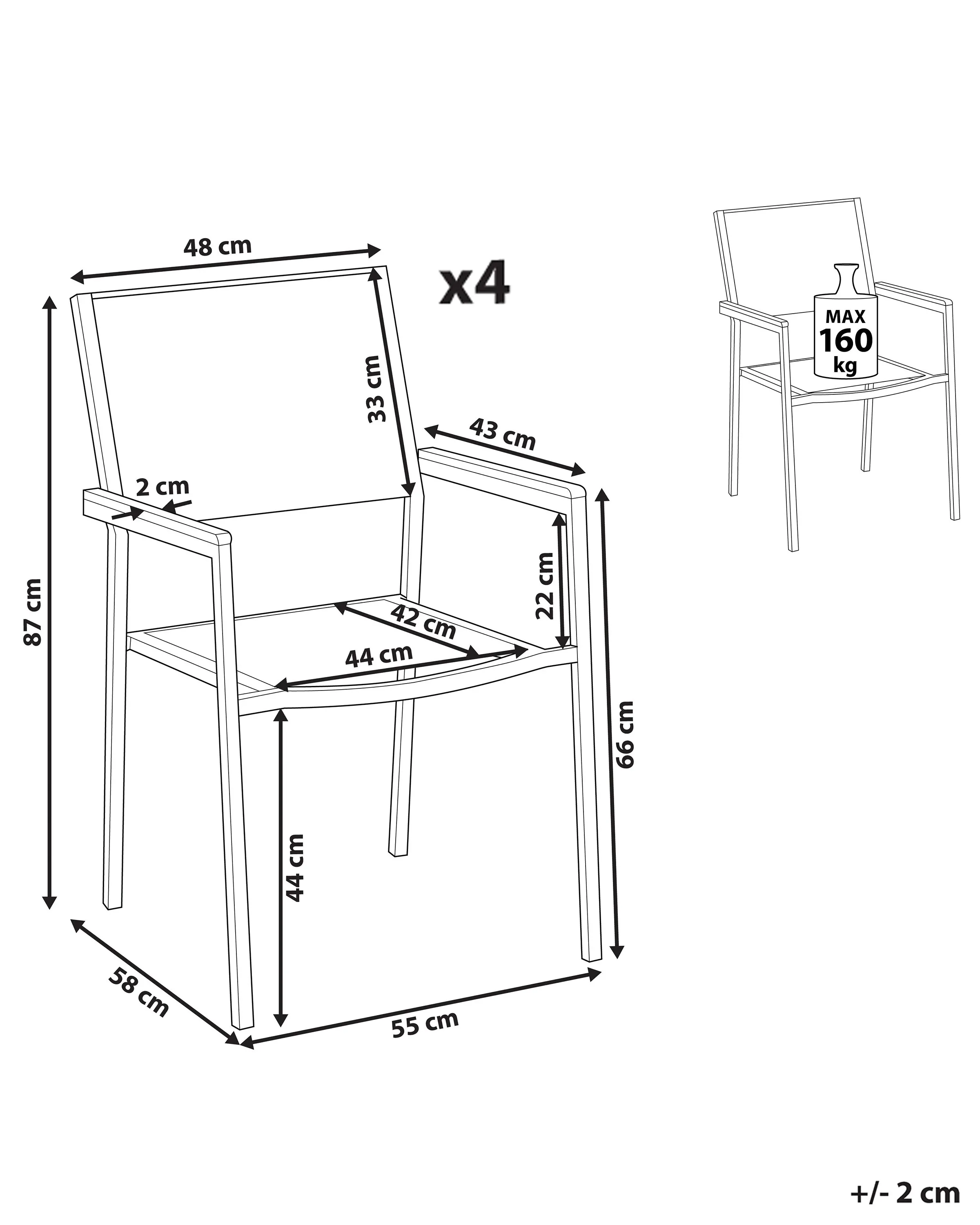 Set van 4 tuinstoelen GROSSETO Roestvrij staal Grijs