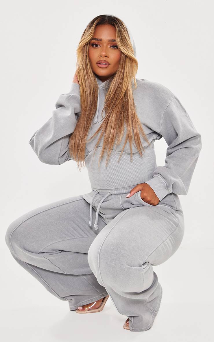 Gris Clair Sweat À Casynthétiqueche Court Taille Froncée Shape