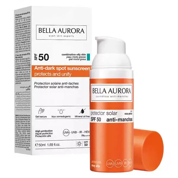 Protetor solar anti-manchas Bella Aurora FPS 50 para pele mista a oleosa 50ml