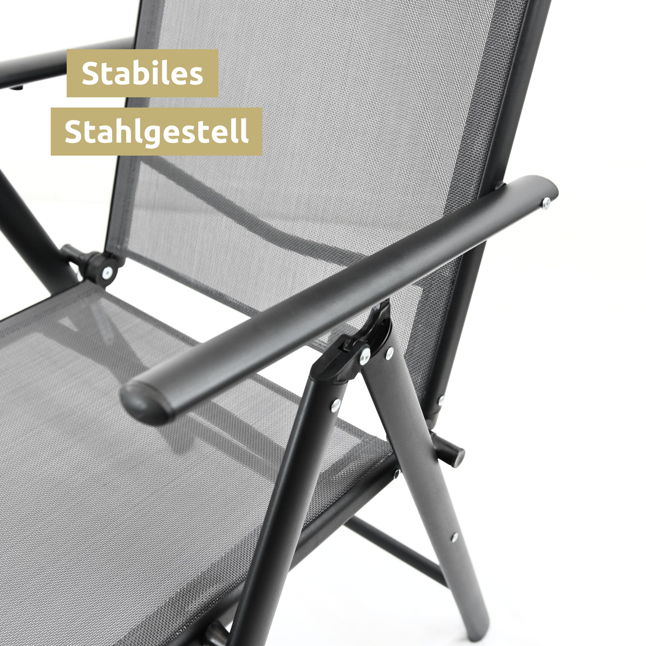 deluxe4home® Gartenstuhl Klappstuhl mit 7-stufig verstellbarer Rückenlehne