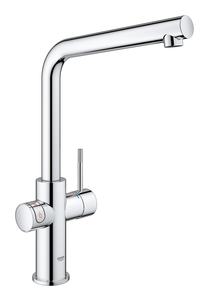 Grohe Red New Duo kokend water kraan met L uitloop en L formaat boiler chroom