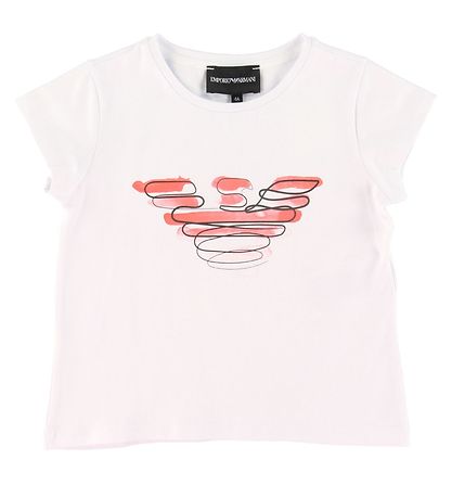 Emporio Armani T-Shirt - Weiß m. rosa Logo