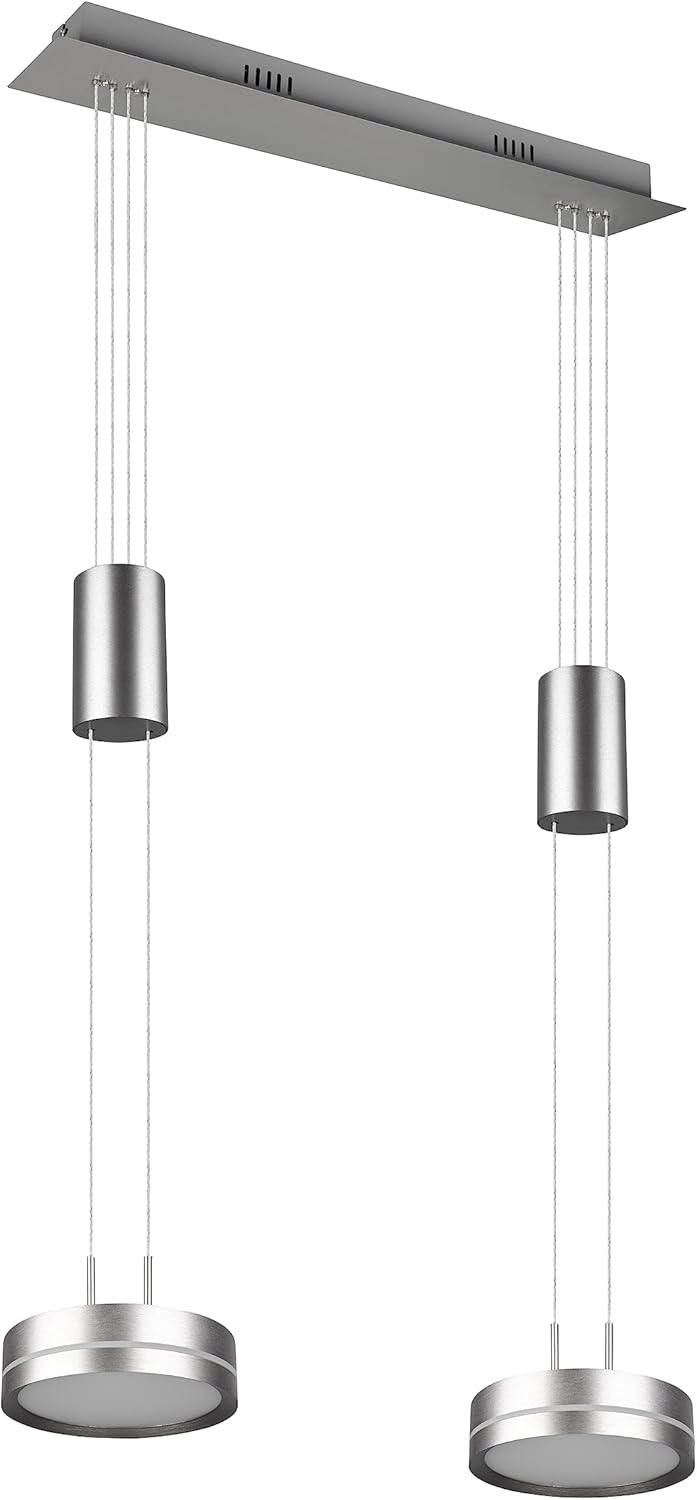 Trio Leuchten LED Pendelleuchte Franklin 326510207, Metall Nickel matt, inkl. 2x 9 Watt LED, Switch Dimmer
