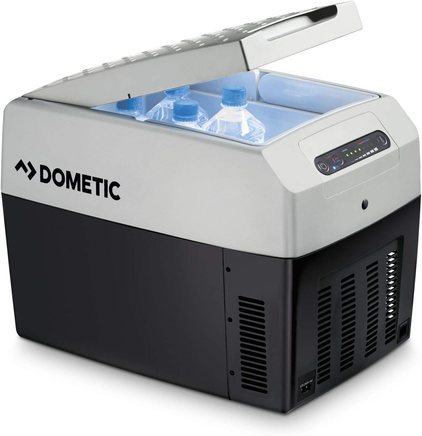 DOMETIC Tropicool TCX 14 - tragbare elektrische Kühlbox für 12/24 und 230 V Anschluss, 14 Liter, für Auto, LKW, Boot, Reisemobil und Steckdose, Grau