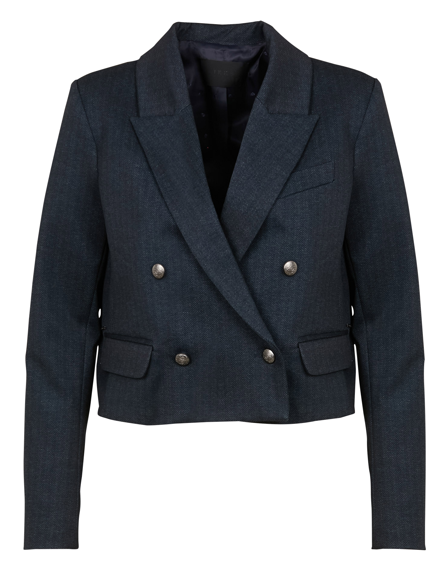 Veste de tailleur courte boutonnée| Bleu