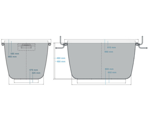 Kant-en-klare mortelcontainer, kraanbaar, met gecoat buisframe, geel, 990 x 665 x 490 mm, 200 l