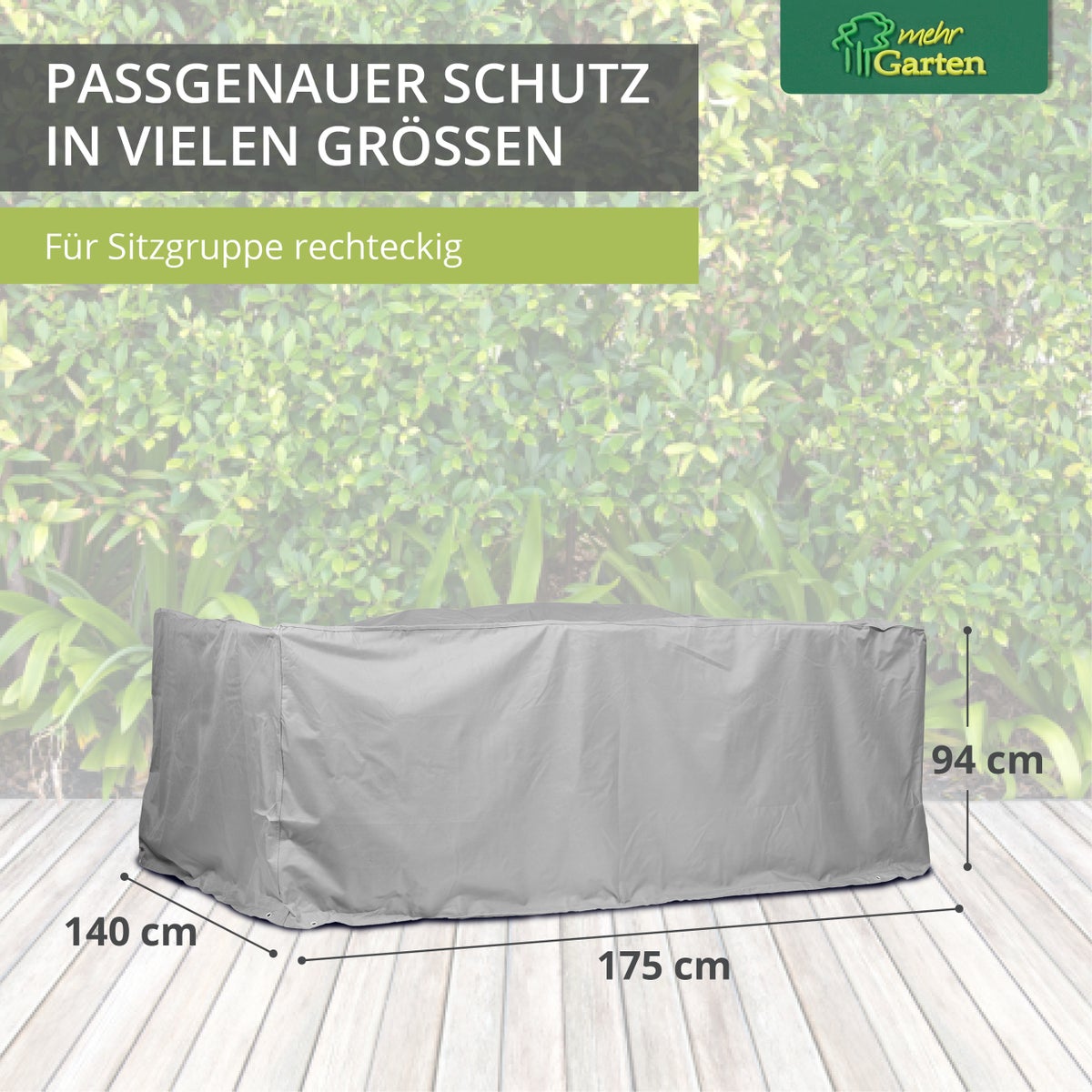 More Garden - Premium PROTECT rechthoekige zitgroephoes, 200(B) x 160(D) x 94(H) cm | Waterdichte, uv-bestendige, ademende en robuuste stoffen tuinmeubelhoes | Taupe/lichtgrijs