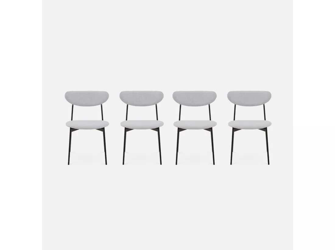 Lot de 4 chaises - Arty - scandinaves et vintage. assise et dossier gris clair. pieds en acier