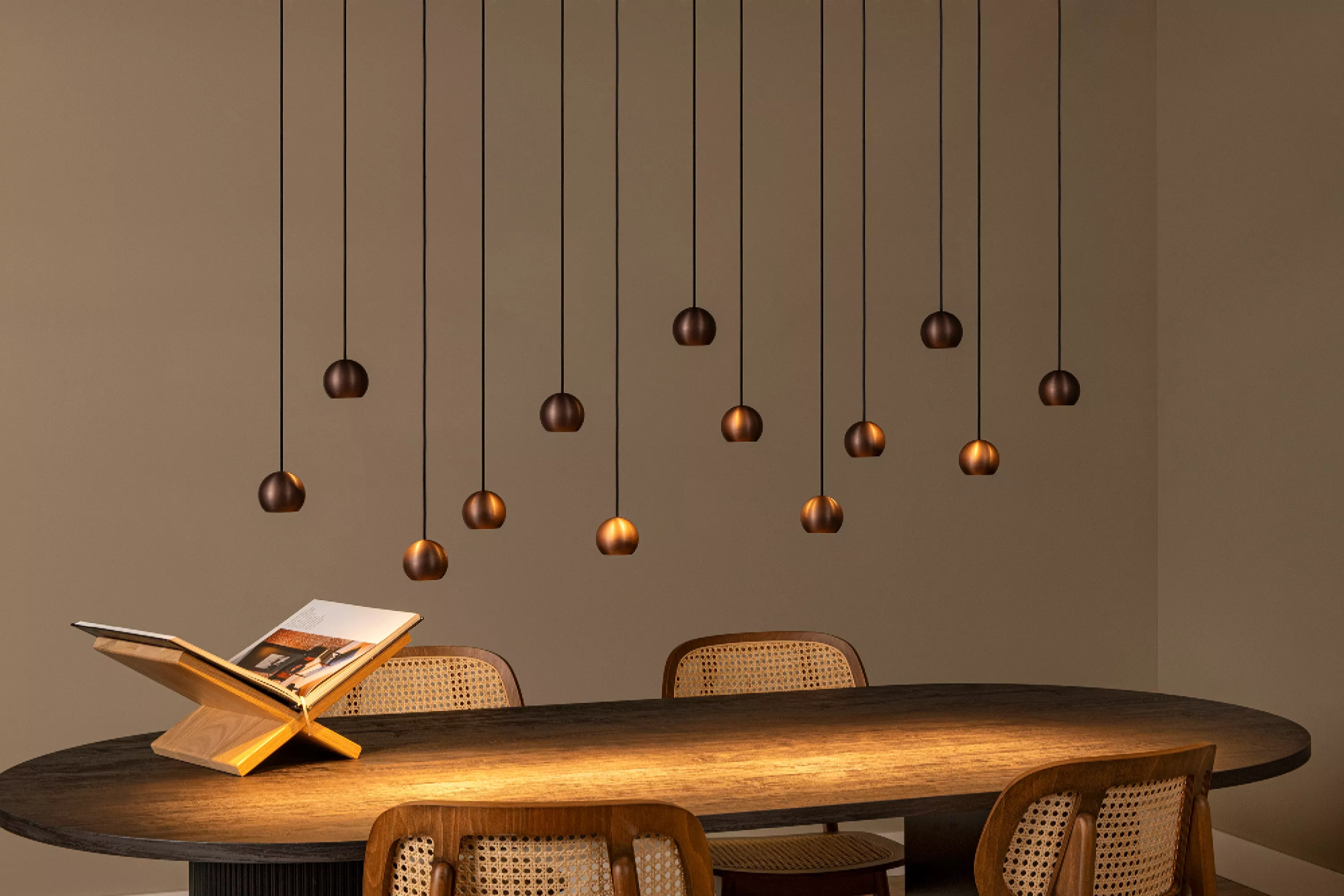 Hanglamp Montana balk cct 13-lichts koffie