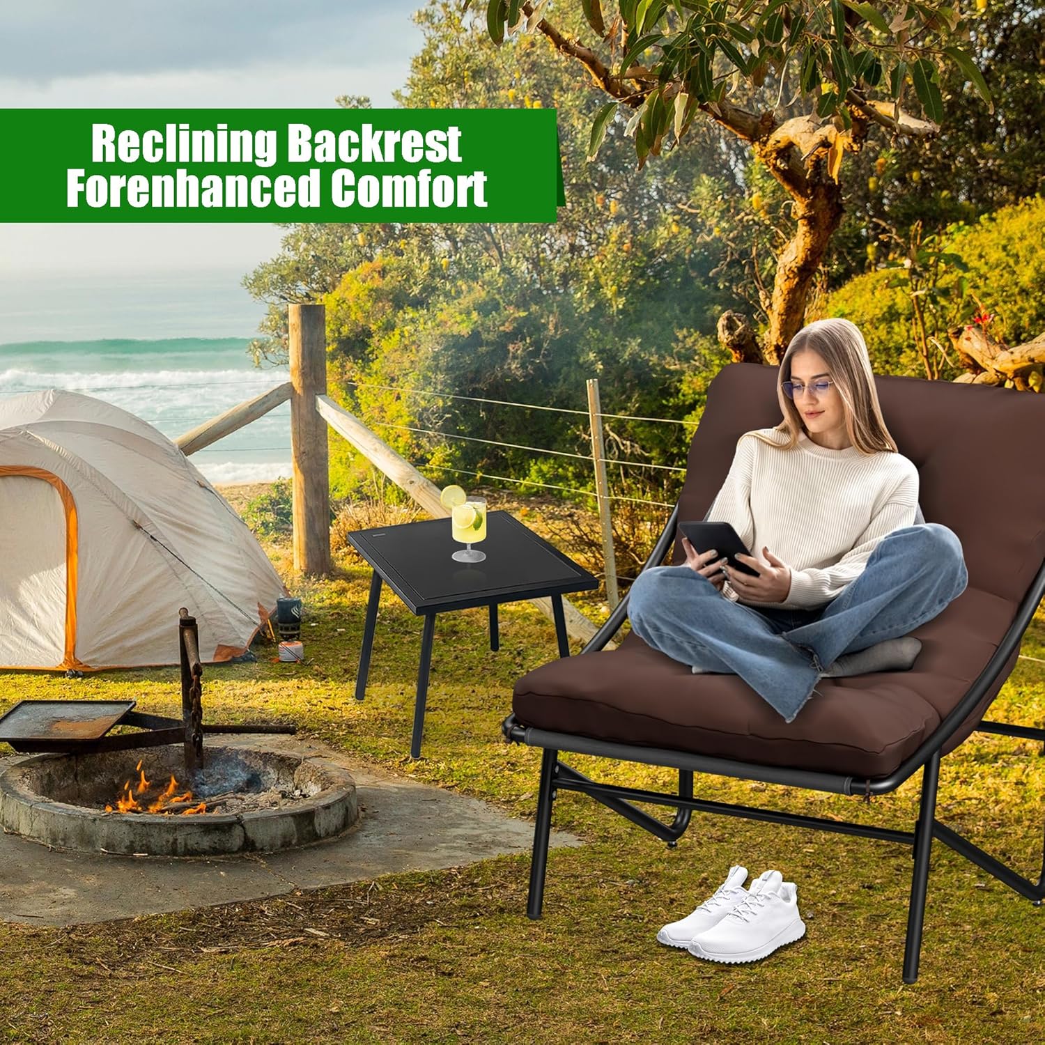BalkonmöBel Set 3 Teilig, BalkonmöBel Set für Kleinen Balkon, Balcony Furniture mit Glastisch & Stahlgestell, Balkon Set 2 Personen, Garden Furniture Sets für Hof, Terrasse, Innen, AußEn (Braun)