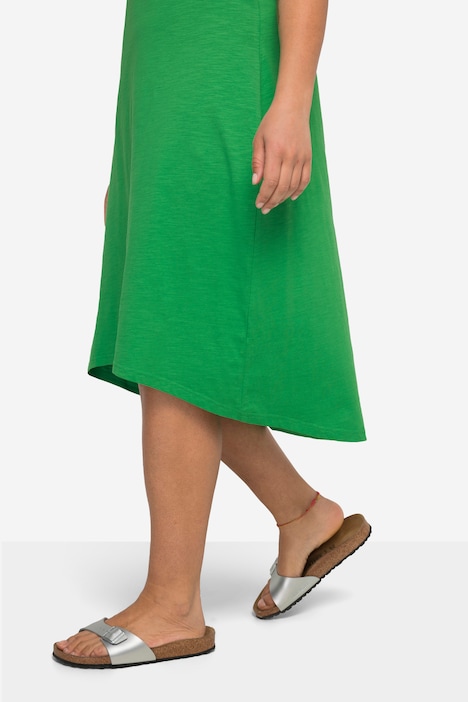 Jersey-Midikleid, ärmelloser Fitted Fit, gerundeter Saum