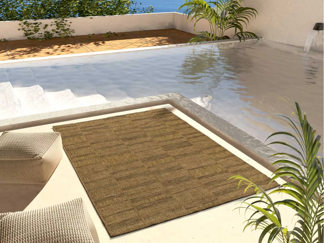 Tapis extérieur - géométrique aspect jute - naturel - 160 x 230 cm - GUINEA