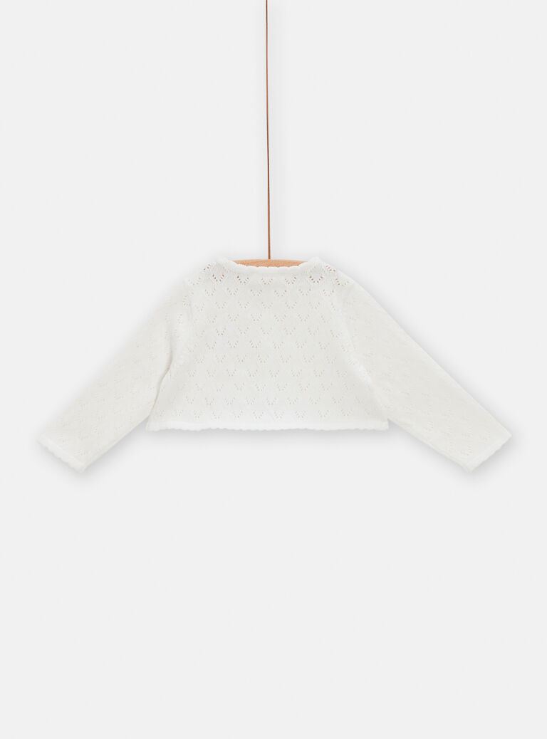Cardigan cérémonie écru en tricot pour bébé fille