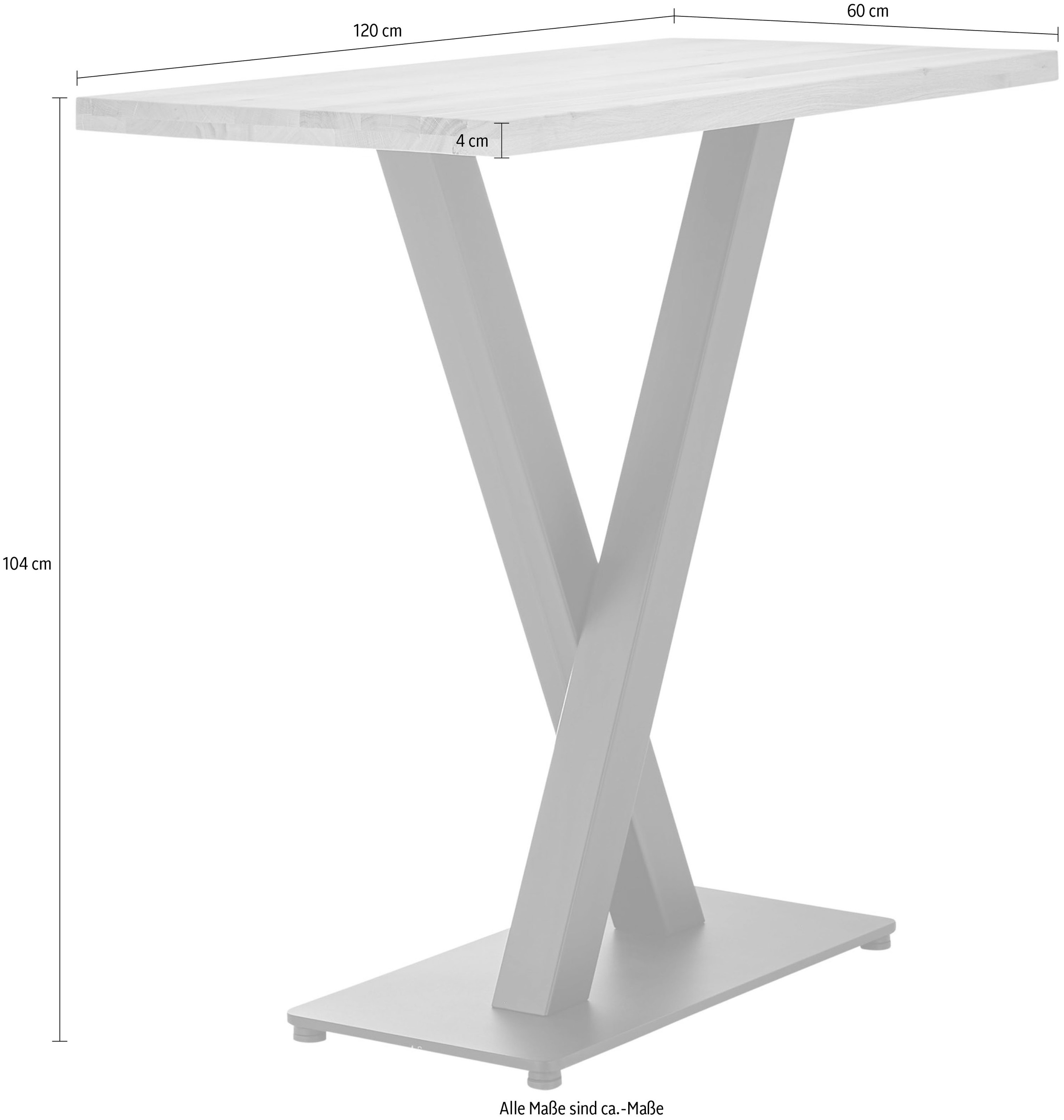 Stolkom Bartisch »Duke Eiche Massivholz geölt, Hochtisch BxHxT 120x104x60 cm« Gerade Kante, Eiche Massivholz geölt durchgehende Lamelle