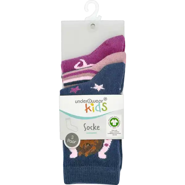 3er-P. Mäd. Socken Pferd 27 / 30 GOTS