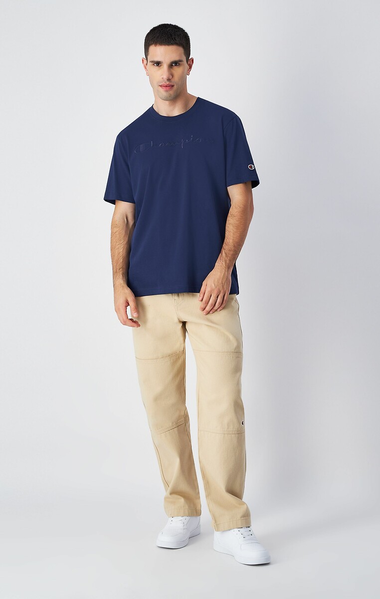 CHAMPION<br>Camiseta de manga curta com gola redonda e logotipo bordado