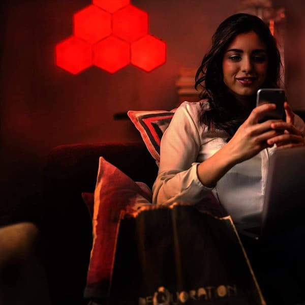 Hexagon LED Lys plater med fjernkontroll