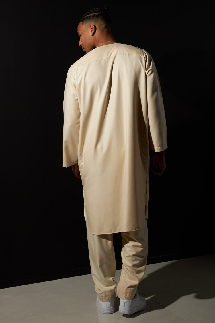 Ensemble 2 pièces qamis + pantalon beige