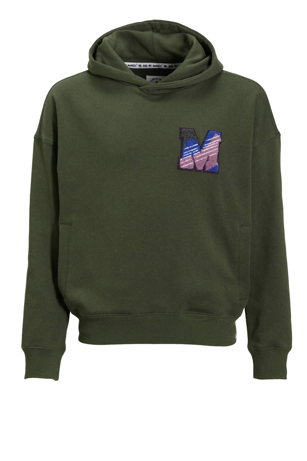 Me & My Monkey hoodie Roni met backprint donkergroen