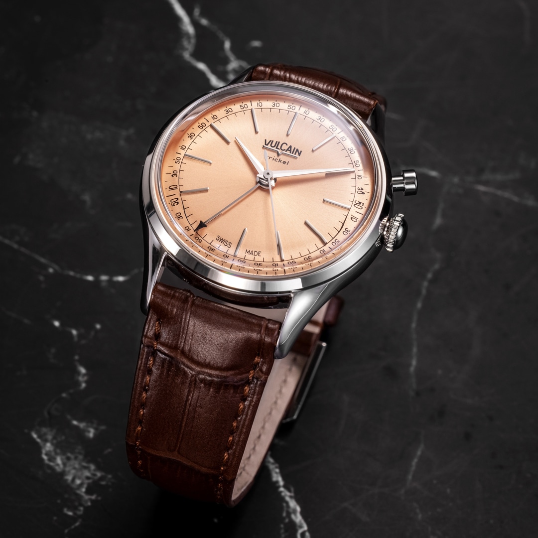 Vulcain Cricket President 36mm Pale Salmon Steel Caseback