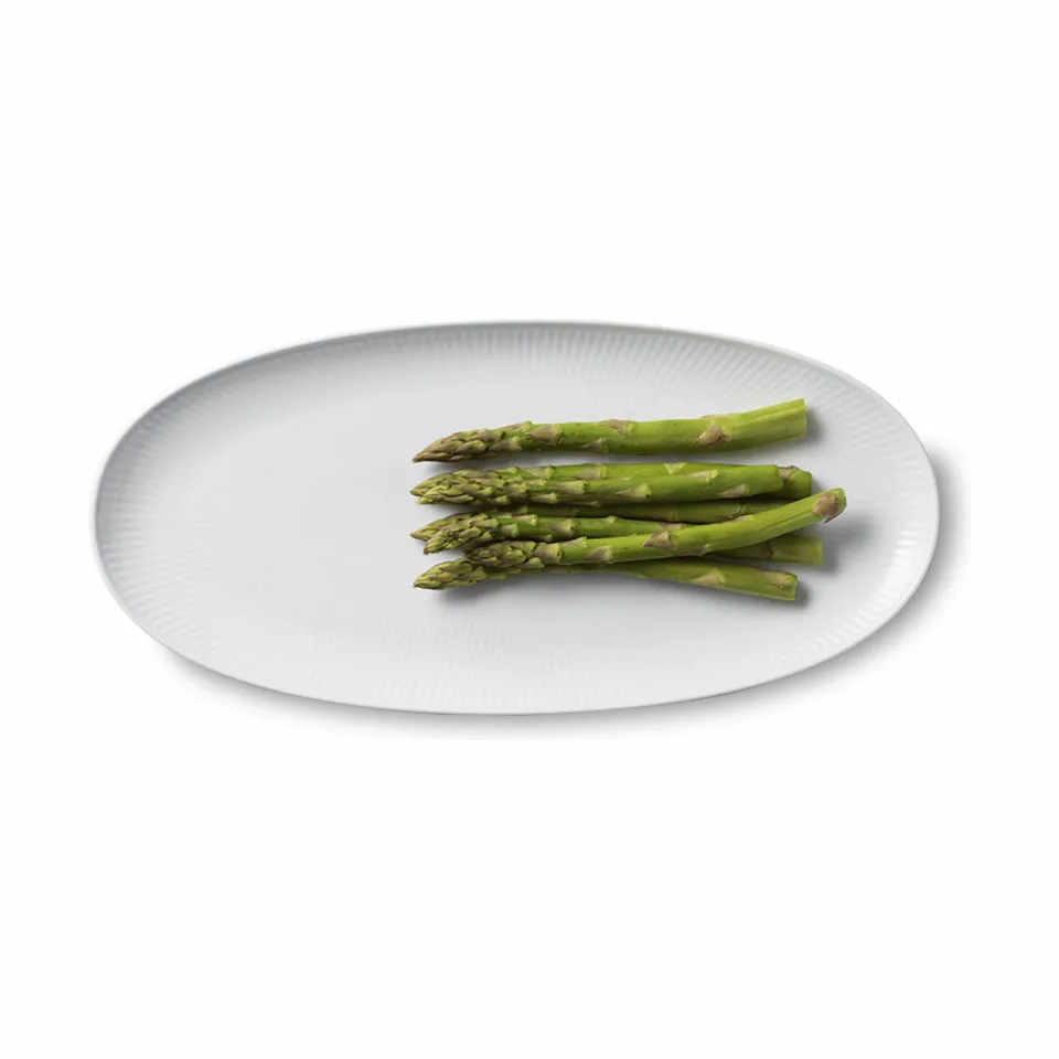 Royal Copenhagen Hvid Riflet Aflangt fad