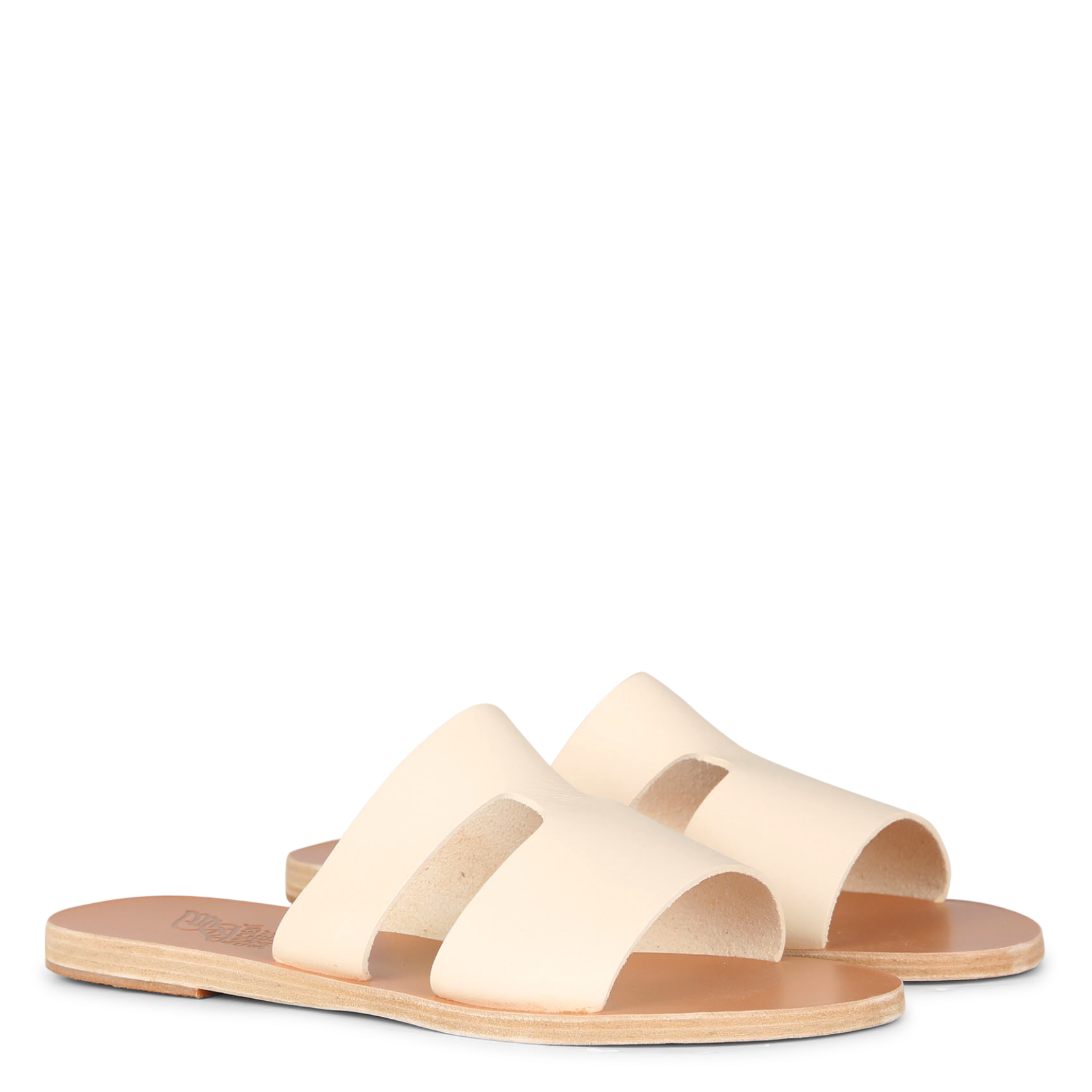 APTEROS - Sandales plates en cuir| Blanc