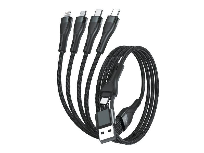 4smarts USB-C/A Multi-Ladekabel 4in2 1.2 m, Schwarz USB-C/A Multi-Ladekabel 4in2 1.2m, schwarz
