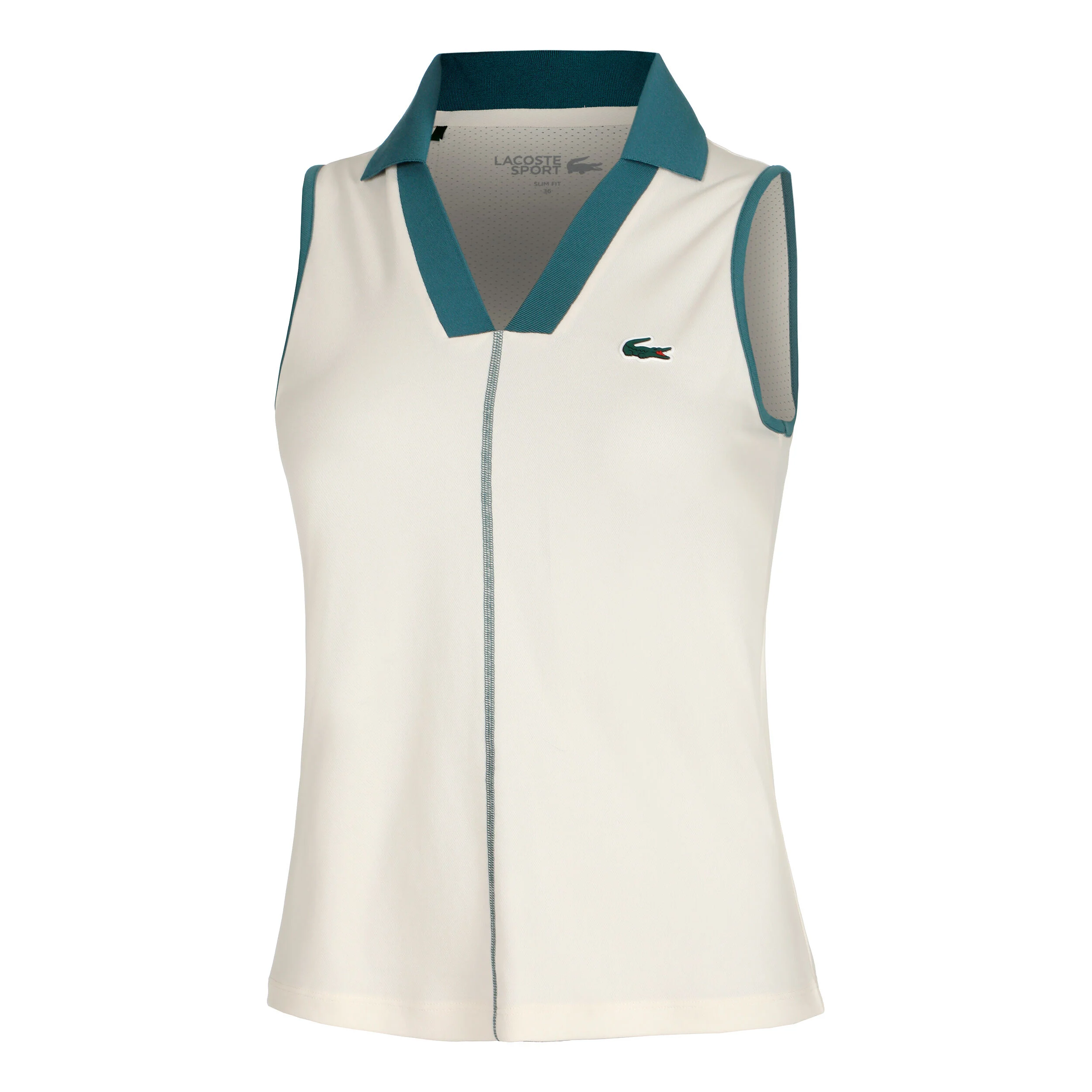 Lacoste Polo Femmes - Blanc , Bleu Petrol